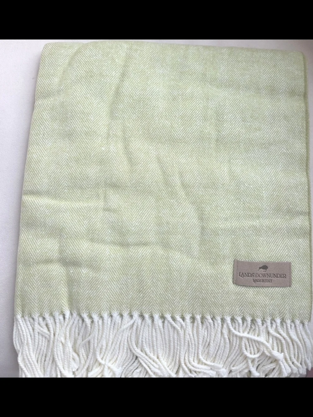 Lands Downunder Lemongrass Herringbone Throw (Never Used)